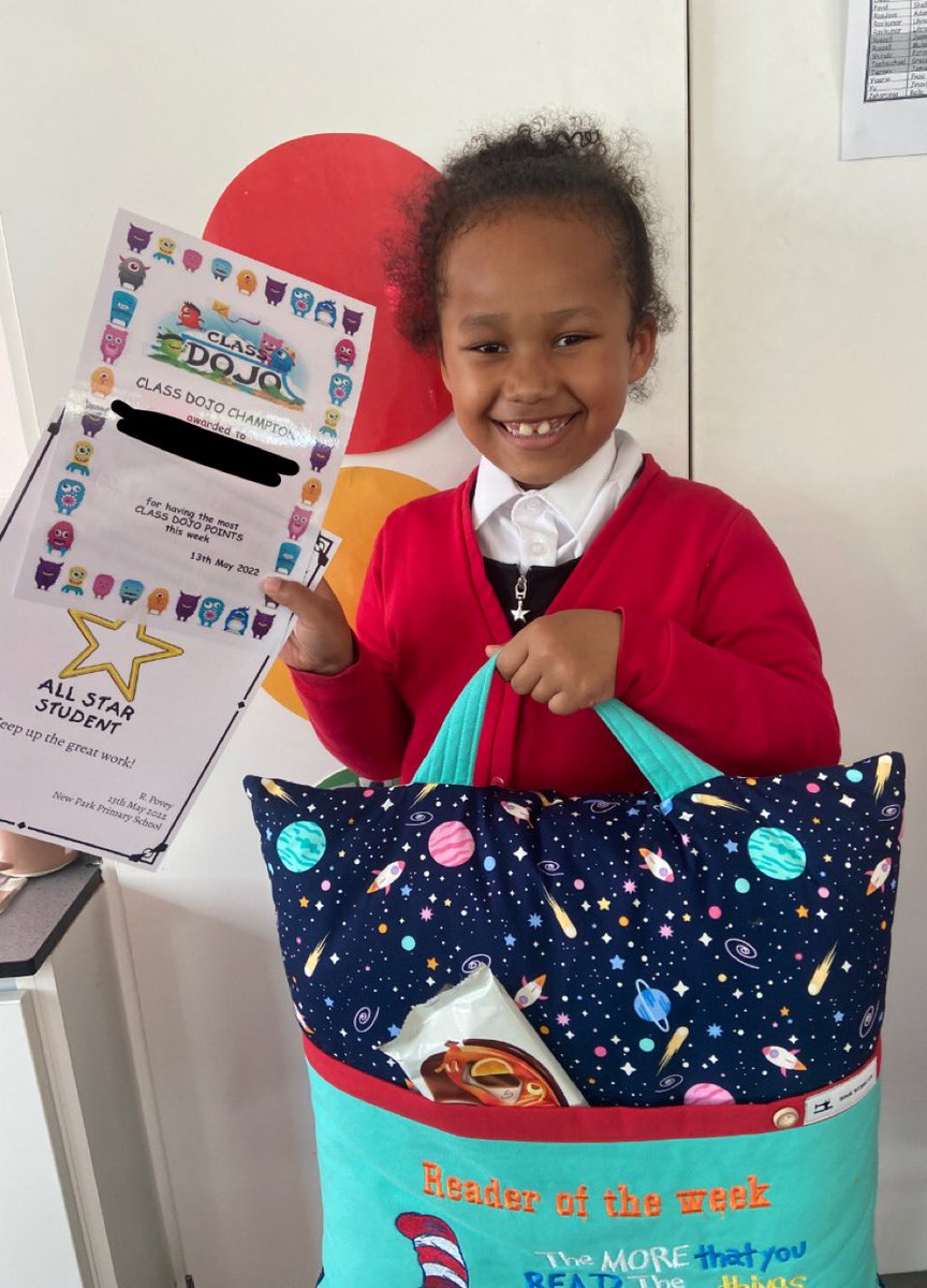 Miss_Patterson3's tweet photo. Well done to our very own superstar! Star of the week, class dojo winner and winner of the reading cushion. What a week, well done! ❤️🌟🥳🤩 https://t.co/7IzFV9jw4t