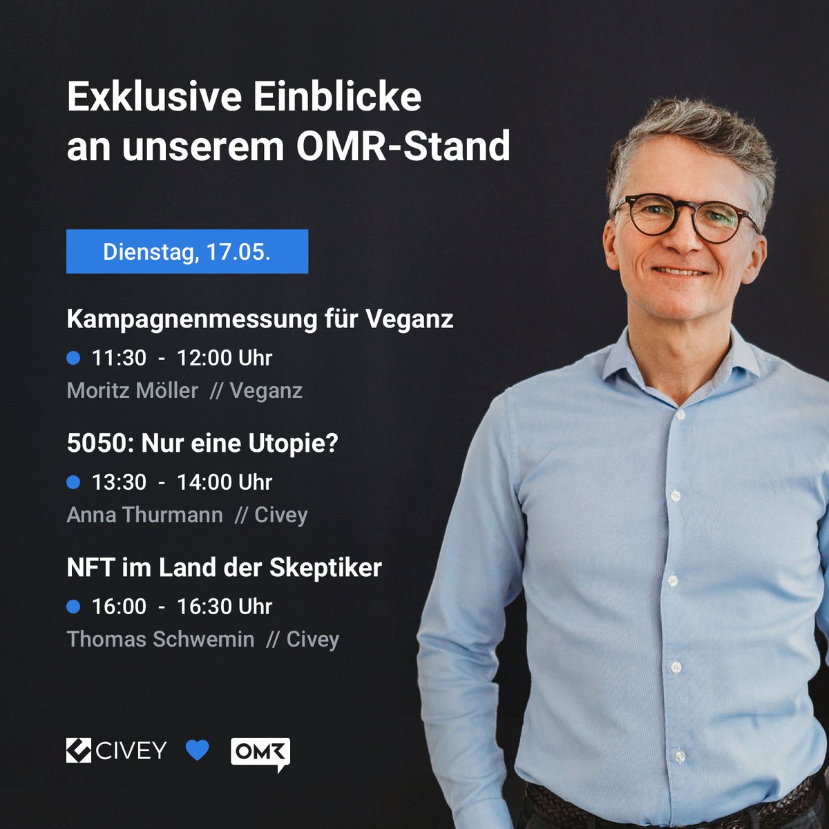 civey_de's tweet photo. Wie misst @veganz seine Kampagnen in Echtzeit? Das erfahrt ihr gleich am #Civey-Stand (A4/J23) auf der #omr22! Später gibt es zudem spannende Daten zu #NFTs und #Diversität. https://t.co/fc8wcA9H9b