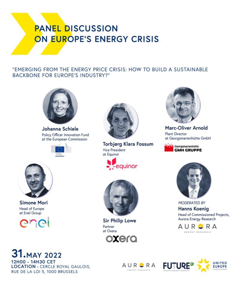 unitedeurope_eu's tweet image. 🇪🇺🇪🇺ONLY LIMITED SPACES AVAILABLE🇪🇺🇪🇺

Registration is required before May 25th 

👉🏽events@united-europe.eu

Panel Discussion on Europe’s Energy Price Crisis, networking &amp;amp; flying lunch.  

🇧🇪 31st May in Brussels, 12h00 - 14h30 CET 

🤝@HannsKoenig @AuroraER_Oxford @esmtberlin