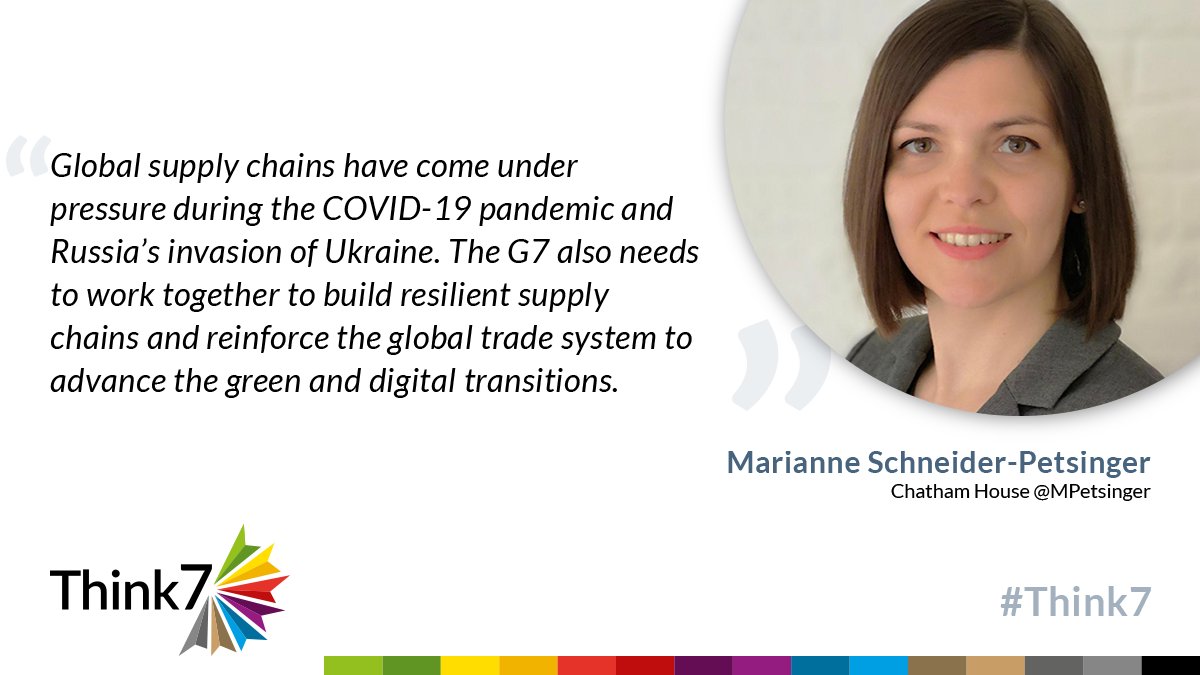 AspenGermany's tweet photo. Next week: Do not miss the #Think7 Summit in Berlin, among others with Marianne Schneider-Petsinger (
@MPetsinger) of @ChathamHouse, who will share her insight as a speaker in our panel "#International #Trade #Cooperation". 
Register now: https://t.co/VnTICNLBHS 💻 https://t.co/1CeiIxOoNm
