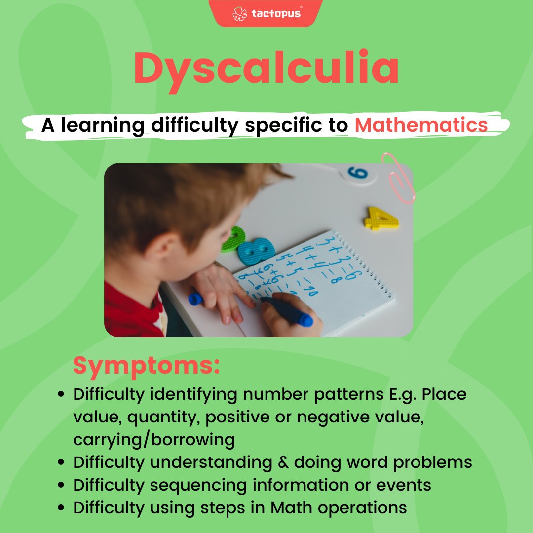 Dyscalculia is one such disorder that affects a child’s ability to understand numbers and apply mathematical principles to solve problems. Don’t let your child’s challenges hold them back, get help today. #dyscalculia #adhd #education