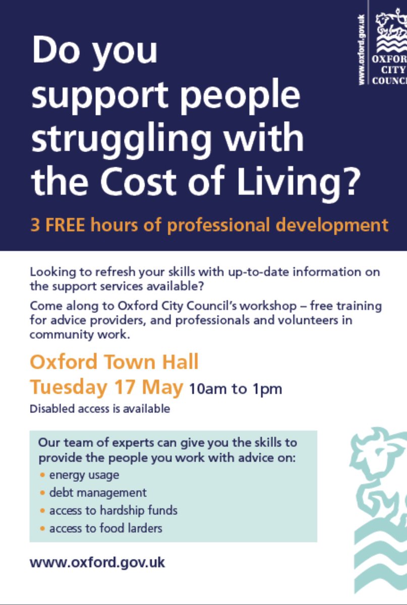 Looking forward to <a href="/OxfordCity/">Oxford City Council</a> 
#CostOfLiving event taking place now <a href="/OxfordTownHall/">Oxford Town Hall</a> tackling #CostOfLivingCrisis