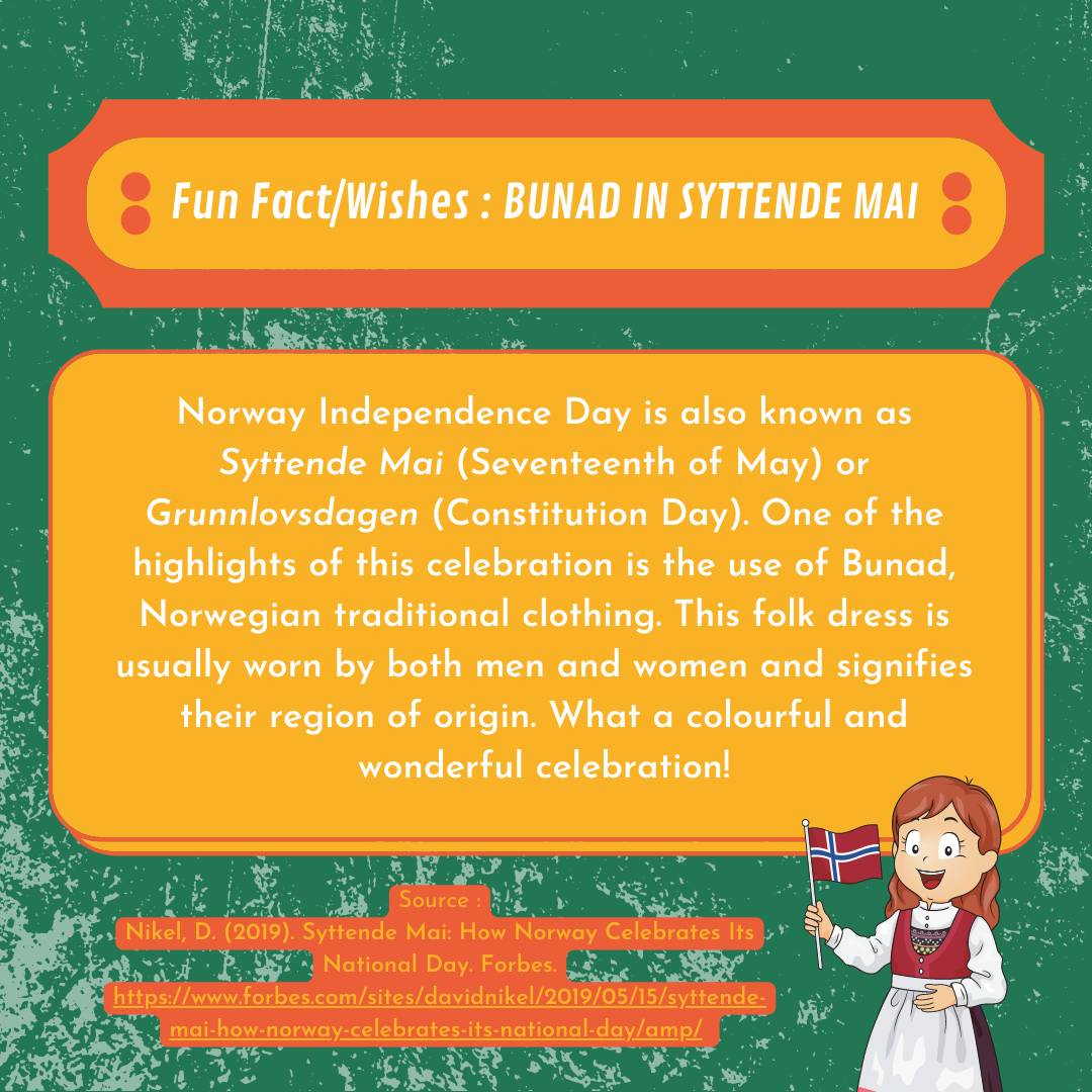 ScanityUGM's tweet photo. In Norway, this day celebrated by flying Norwegian flags on public and private flagpoles all over the country. Also, Norwegians will wear Bunad to cheer up the celebration🎉
Contributor : Tria Nadila
Design by : Kausalia Zahra I.
#scanityugm #norwayliberationday #NorwayDay https://t.co/t7BJsQbL6S