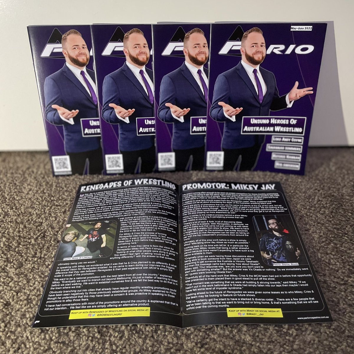 ParioMagazine's tweet photo. Our May-June issue highlighting the unsung heroes of Australian wrestling has arrived &amp; begun shipping.

Included in this issue:
- @LordAndyCoyne 
- @refereehannah 
- @mikey__jay from @ROWrestlingAU 
- @5avannah5ummer5 
- @Director_Ben 
- Michael Lee from @NHPWPerth https://t.co/6b8cfnvZ5X