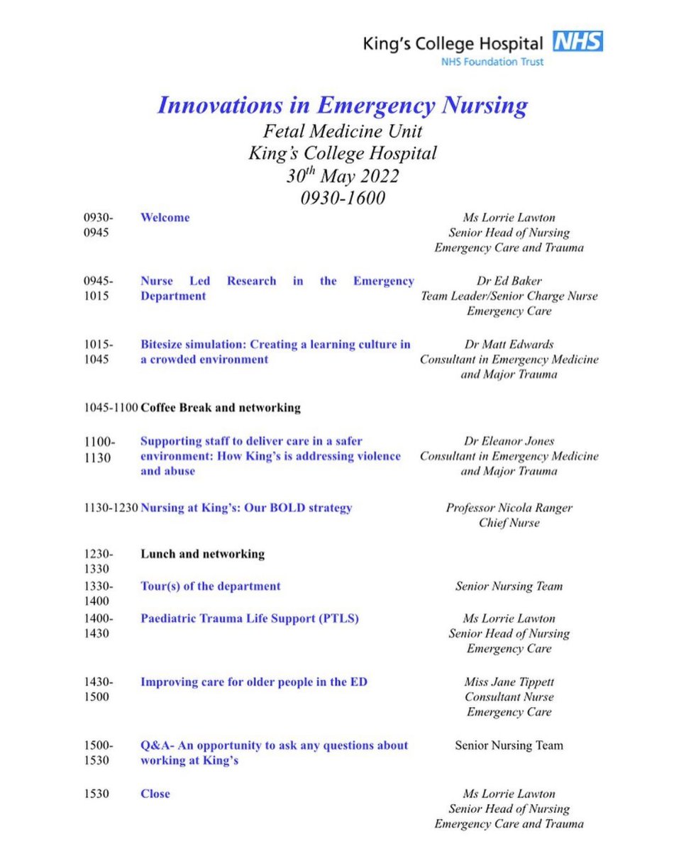 DominiqueMHay's tweet photo. Great #emergency #nursing CPD event being held by @KingsCollegeNHS @TeamKingsED 
It’s free, has great speakers and a free lunch! DM me if interested in attending. Closing date 20th May
#learning #emergencymedicine #cpd @edbaker_ed @mattdoc1979 @lorrielawton @Janietip https://t.co/2eB055gHUH
