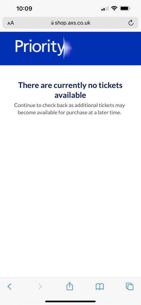 When your girl is waiting in the queue since 9:30.. just to get this screen the moment it hits 10am!?!?! Nahhhhhh this is actually not okay 😳😳😳 <a href="/ndubz/">N-Dubz</a> <a href="/TheO2/">The O2</a>