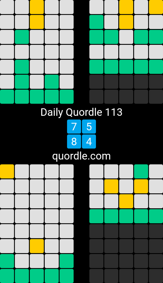 mmm_eyer's tweet photo. Daily Quordle 113
7️⃣5️⃣
8️⃣4️⃣
https://t.co/e4FOpW568x https://t.co/MMlK387meb