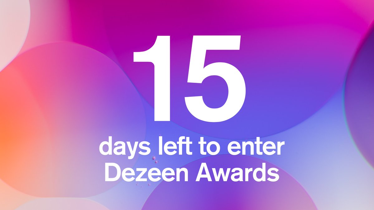 There are only 15 days left until entries close for Dezeen Awards 2022. Enter before midnight on 1 June!

Follow the link to sign in and submit your entry: dezeen.com/awards/signup/…
 
#dezeenawards #architecture #interiors #desig5