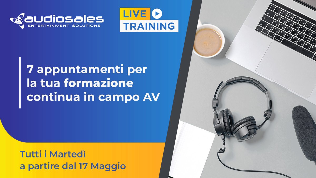AudiosalesIt's tweet photo. 💻🎓 I #webinar gratuiti sui prodotti che distribuiamo e sulle tecnologie #audio #video di cui siamo consulenti non si fermano.
Scopri subito il programma completo con i prossimi appuntamenti! 🔜 Il primo è domani!
👉 https://t.co/hu0ewjukQc https://t.co/XFtO2soLKM