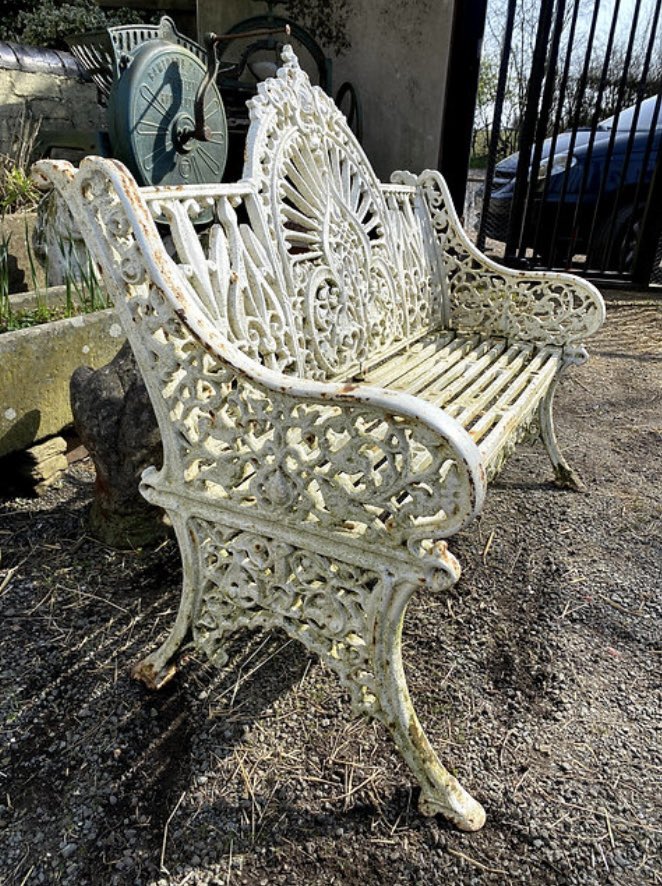 salvage_unique's tweet photo. There’s something wonderful about a peacock bench, heavy, solid &amp; delicate, think I’ll park myself on one for lunch today
#coalbrookedale #gardenbench #gardenbenches #antiquebench #wexfordpierce #peacockbench https://t.co/ifjzSotSBm