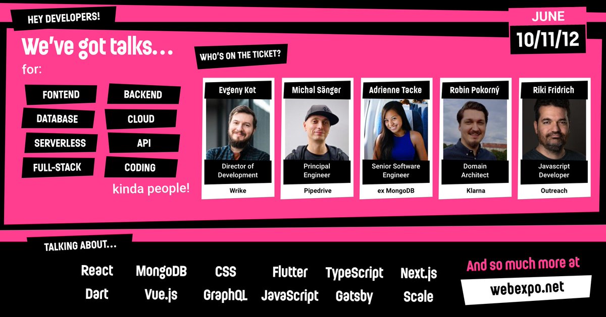 Nice line up also this year at #webexpo Prague

Adding "FLUTTER FOR WEB(DEVELOPERS)" by <a href="/bunopus_en/">Kot</a> to my list 🙂