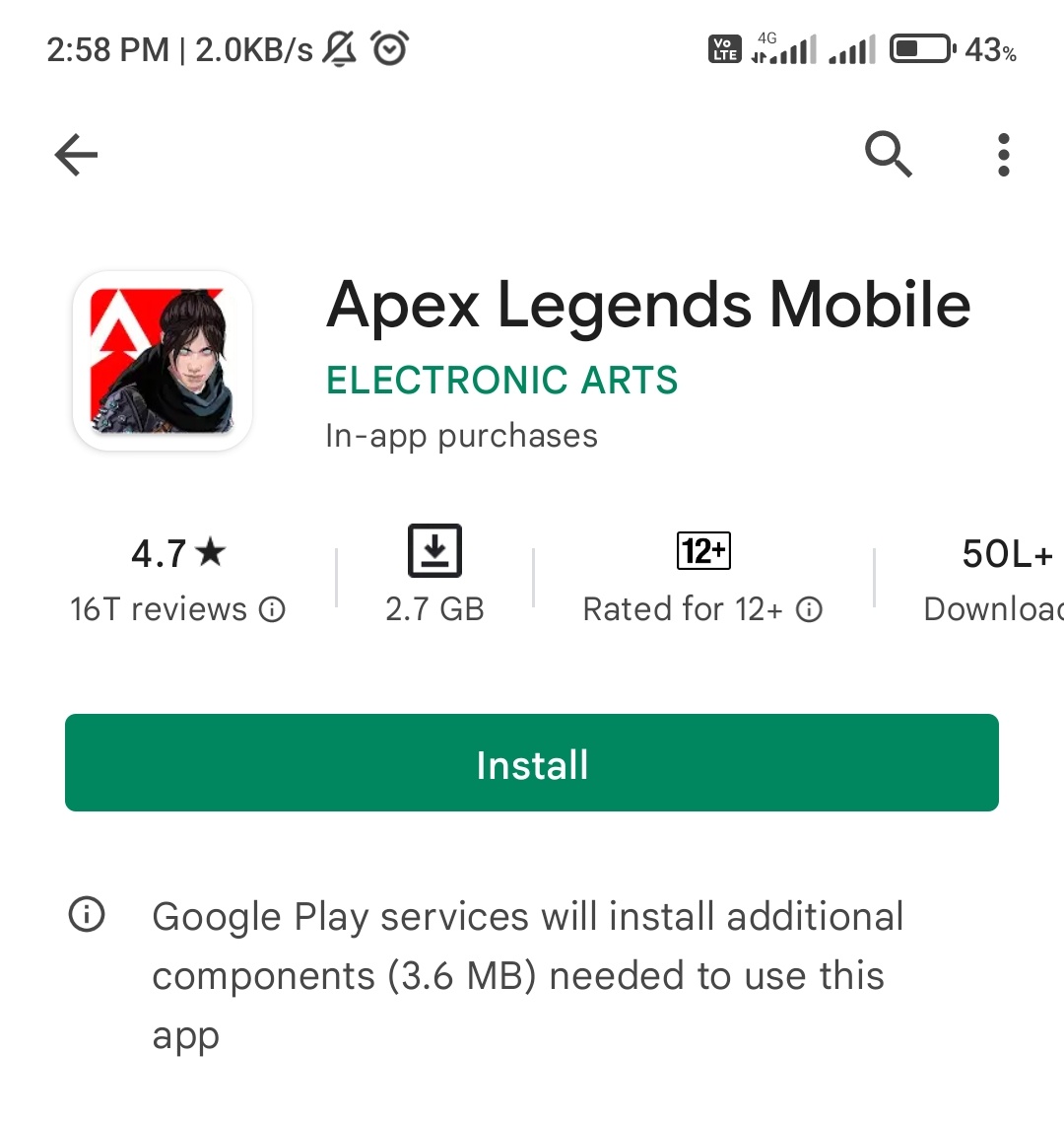 What is the download size of Apex Legends Mobile?