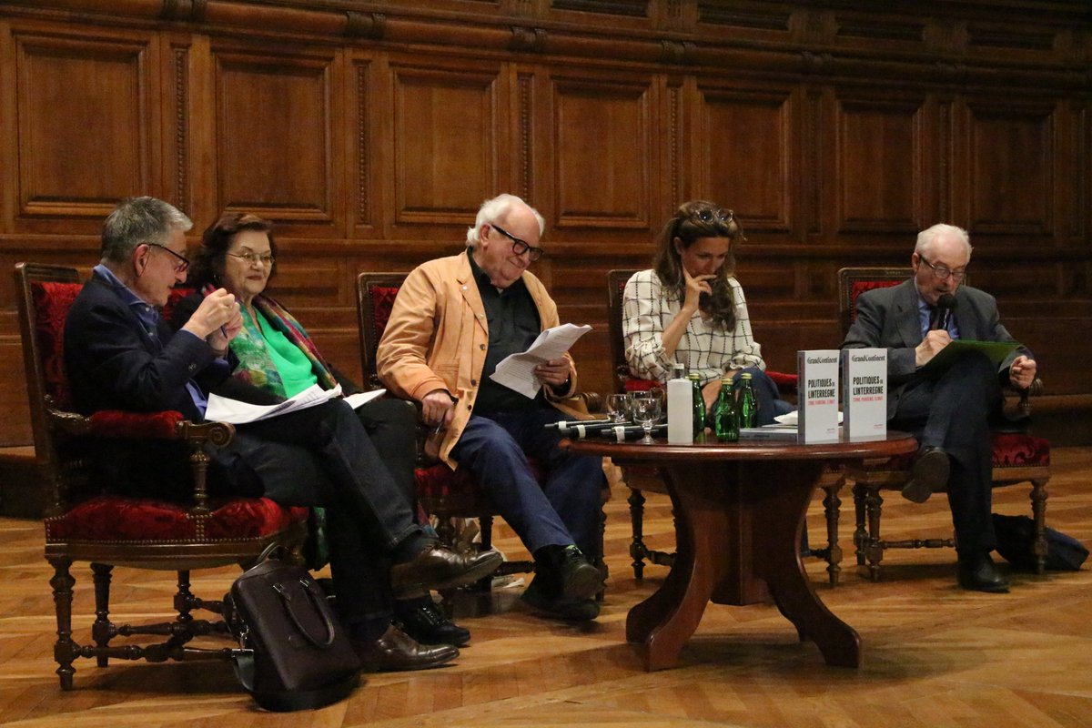 RamondPierre's tweet photo. Le dernier panel du colloque du @Grand_Continent à la Sorbonne essaye de comprendre ce que signifie le retour de la guerre pour nos sociétés européennes, avec Étienne Balibar, @ACCoudray, @E_Roudinesco, et Georges-Henri Soutou, modéré par @MarcSemo. https://t.co/4Te9lJncqR