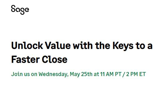 SageIntacct's tweet photo. Curious about who’s taking advantage of Artificial Intelligence (AI) and how built-in automated accounting processes accelerate the close? 

Join us on Wednesday, May 25, as we dive into the findings of our annual “Close the Books” survey. 

Register at https://t.co/n1Oy2wMe1R https://t.co/stYHAz0m9R