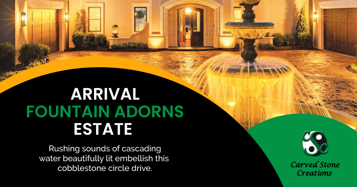 CarvedStone's tweet photo. Rushing sounds of cascading water beautifully embellish this cobblestone circle drive.  Carved Stone Creations can bring this glorious fountain to your home. Just contact us if you want it.
#sprayring, #tieredfountain, #frontyardfountain
https://t.co/w7svtMl7Fr https://t.co/0b7EoIOvoN