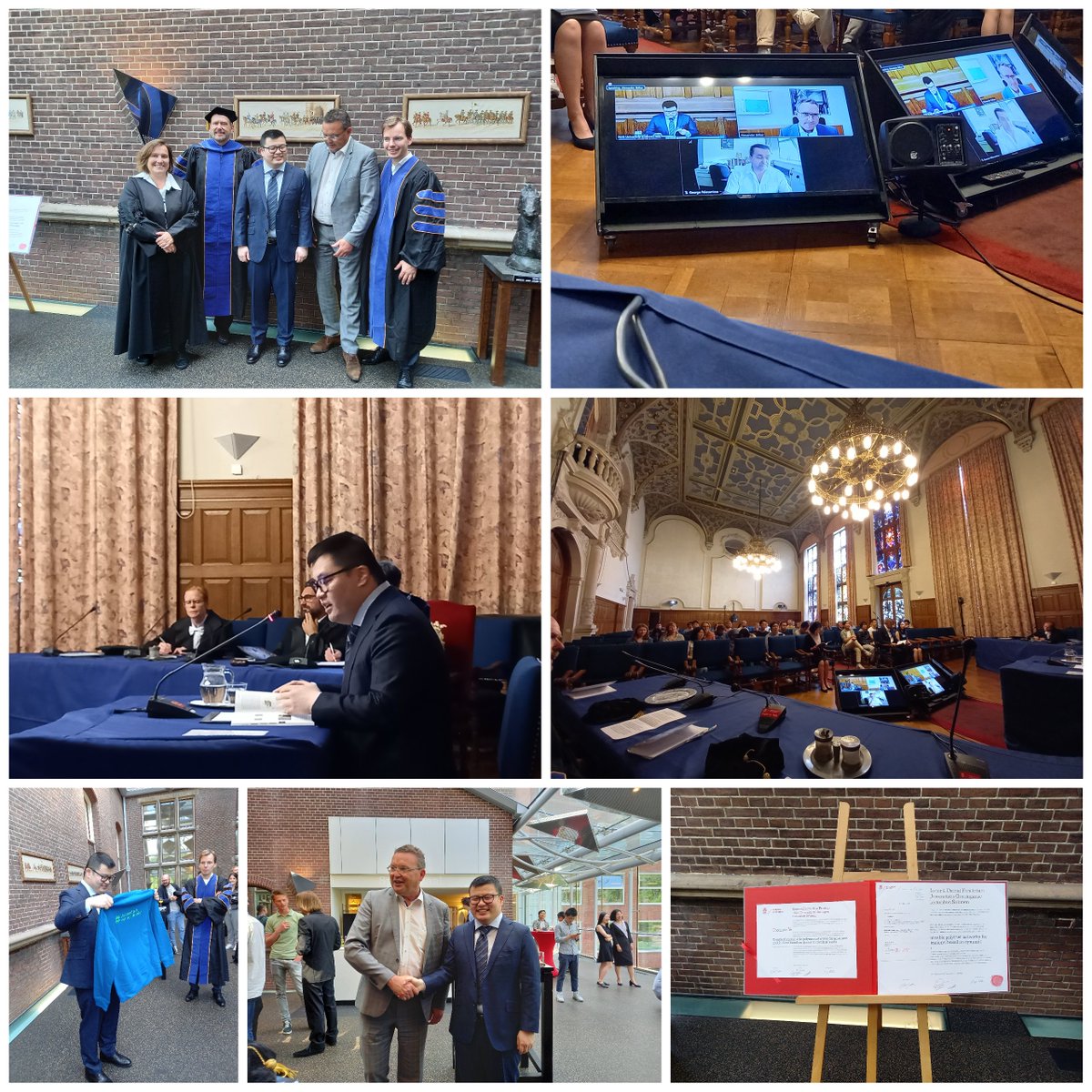 luzylein's tweet photo. Today was a very special day - the first PhD defense of the #universiteitvanhetnoorden. 🍾

Congratulations to Chongnan Ye of our hybrid group of @nhlstenden and @univgroningen! 

Thanks, @JoukedeVries for stopping by  and also for helping and promoting this regional cooperation. https://t.co/5X1EybZEcs