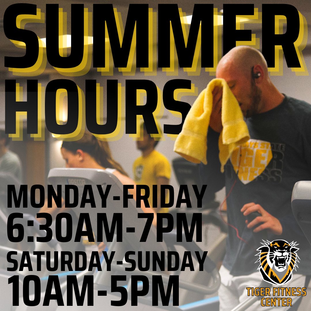 Summer is here and so is our new hours! Stay tuned for updates on our summer fitness classes. 
#summerfitness  
#bestplaceatfhsu