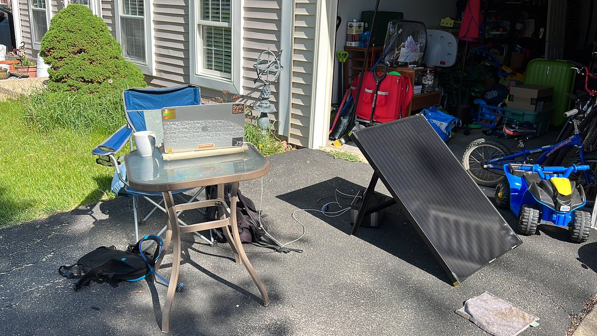 zzdevelops's tweet photo. Getting ready for some off-the-grid working this summer. 100W solar panel and Yeti 500x from @GoalZero. Powers my #renewableenergy #webdevelopment set up quite nicely. https://t.co/YABQYlSkDF