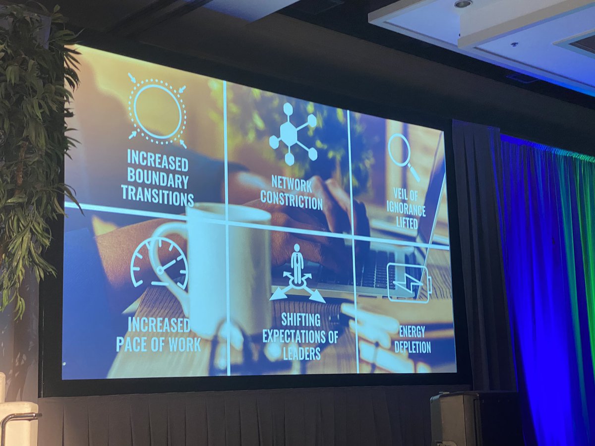 StaciaGarr's tweet photo. Mattison talking about microshifts over the last few years. Asks audience “how many of you used your boss voice with your kids and spouse?” Everyone laughs. Boundary transitions. @perceptyx #insights2022 https://t.co/DGzNUvJBKx