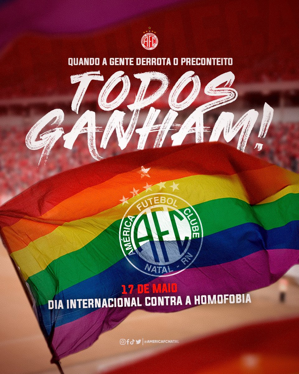 AmericaFCNatal's tweet photo. No jogo do respeito, a vitória é de todos! #diamundialcontraahomofobia https://t.co/vHXXh6ZbDo