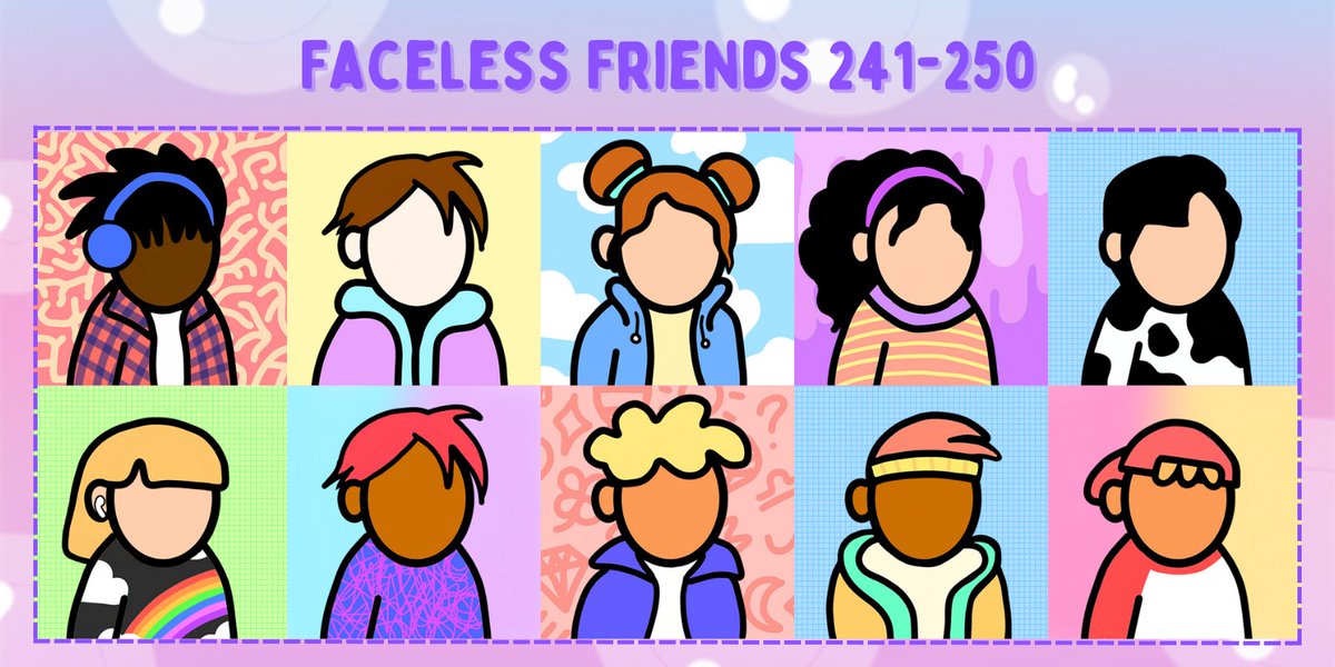Hey Friends! Just dropped Faceless Friends #241-250
on Opensea!🌈 
🔗opensea.io/collection/fac…
<a href="/opensea/">OpenSea</a>
 #OpenSeaNFT  #NFTDrop #NFTCommunity #NFTCollection