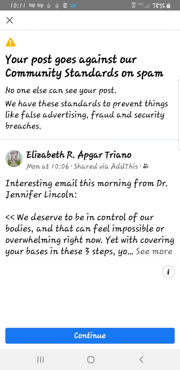 lizziewriter's tweet photo. @DrJenLincoln @DrJenGunter I posted the info to FB, and this was their response. #icanteven #ThreeForFreedom #halfthesky https://t.co/JCefITdzde