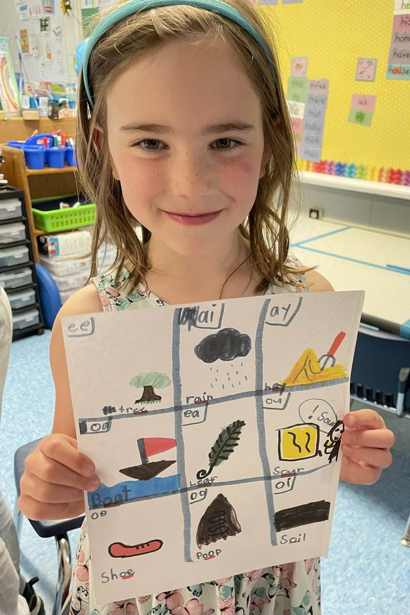 When your #1stgrade student makes her own vowel team chart at home to show the class. 👏🏻💕<a href="/TCRWP/">TCRWP</a>