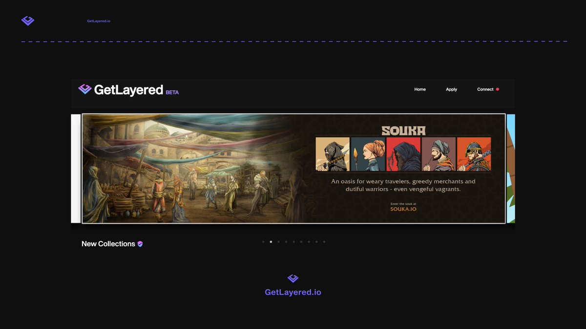 GetLayeredNFT's tweet photo. GetLayered is proud to announce a long-term partnership with @soukaland 🧙‍♂️. Souka will be integrated onto GetLayered soon. We are extremely excited to provide their community with instant, and fun utility. 🥂

Enter the souk at https://t.co/WnHl25uRA5 https://t.co/NqHjS5Ihud
