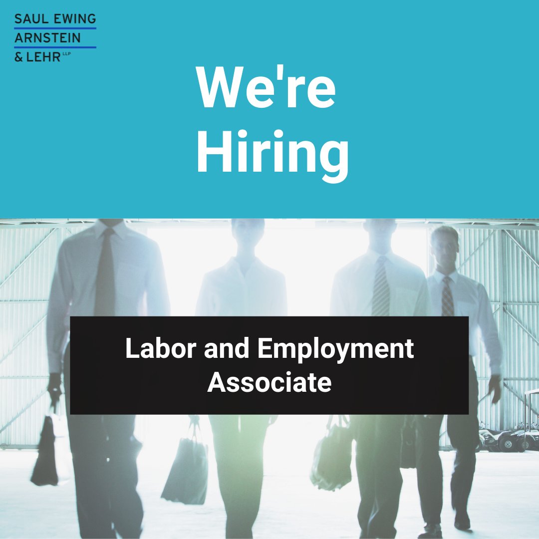 SaulEwing's tweet photo. ❗ #JobAlert ❗
The Firm is seeking a Labor and Employment Associate with 2-3 years of experience for national practice. Ideal candidates will have a strong background in traditional #labor experience. Learn more and apply here: https://t.co/K6IwcZ8NzS #SEALJobs #Hiring https://t.co/MmVfT79us8