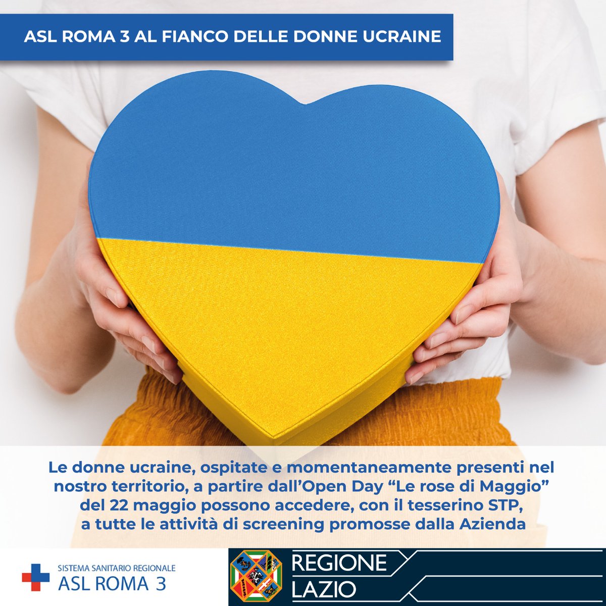 ASLRm3's tweet photo. Le donne ucraine, ospitate e presenti nel territorio afferente alla ASL Roma 3, a partire dall’Open Day del 22 maggio hanno la possibilità di accedere ai programmi di screening, con il tesserino STP.
Per saperne di più: https://t.co/unJnXwF6da

#aslroma3 https://t.co/peH5oMssY7