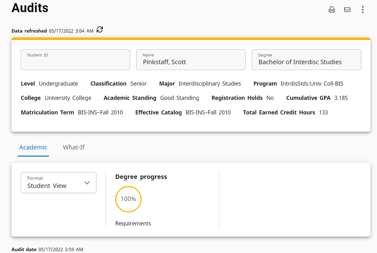 ScottPinkstaff's tweet photo. .@VCU, I've been waiting a long time for this day to see this in DegreeWorks 😁 https://t.co/HEKqRQLIrm
