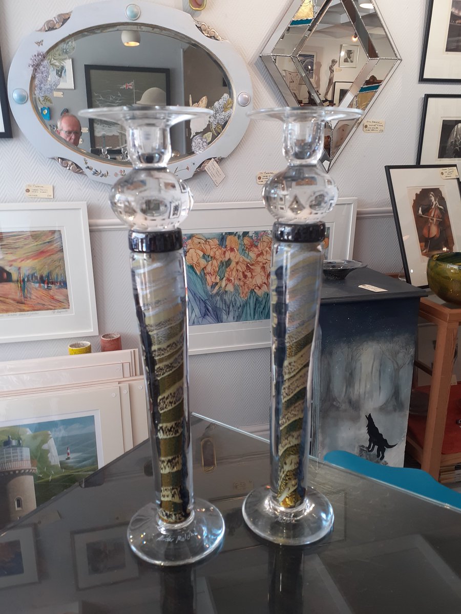 HPaddon's tweet photo. Fabulous Art Deco influenced candle holders from Allister Malcolm. Simply superb work #handmadeglass #perfectgift #loveglass #glassartist #handmade #lovecolour https://t.co/mCwv9oOOby