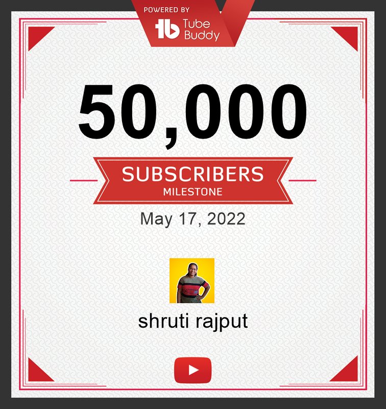 SHRUTIR59861958's tweet photo. Completed the milestone:)
#50k #youtube #grateful https://t.co/Y1HCeTwU7z