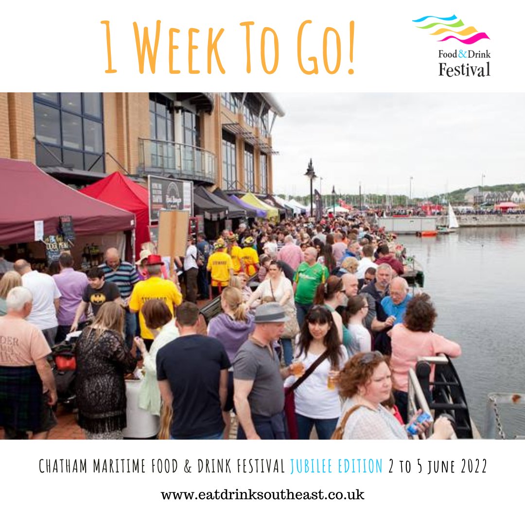 1 WEEK TO GO:
🌭🍻 Food &amp; drink stalls
🎷🎻 Live music all weekend
⛵️⚓️ Watersports &amp; activities
👑 Platinum Jubilee celebrations
📆 Thursday 2nd June - Sunday 5th June
📍 Dock Square, Chatham
#chatham #kent #freedaysoutinkent #chathammusic #kentmusic