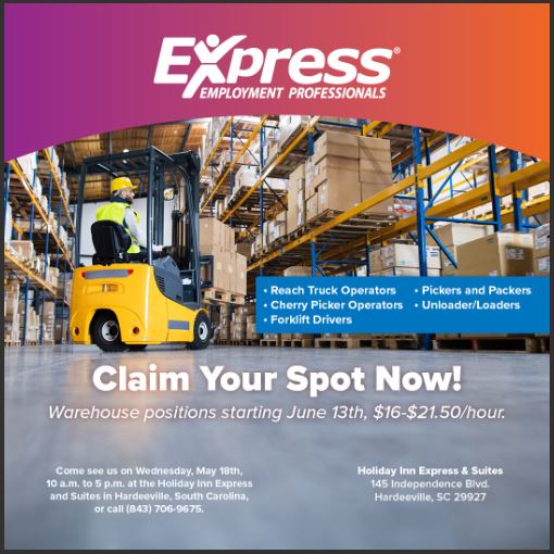 CRCDJJ's tweet photo. Hardeeville SC! Express is Hiring! https://t.co/f506rG1PI3