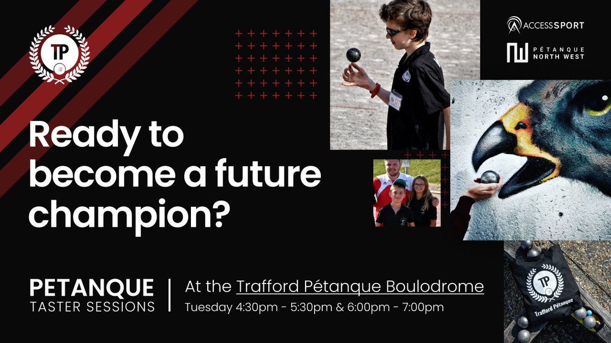 TRFPetanque's tweet photo. Tonight &amp; every Tuesday until the end of September, Trafford Pétanque are holding Junior taster sessions at the boulodrome in Victoria Park #Stretford. 
Our experienced team will show you the skills needed to become a future champion.
#petanque #Trafford #YourClub #YourCommunity https://t.co/oG9btZYCWB