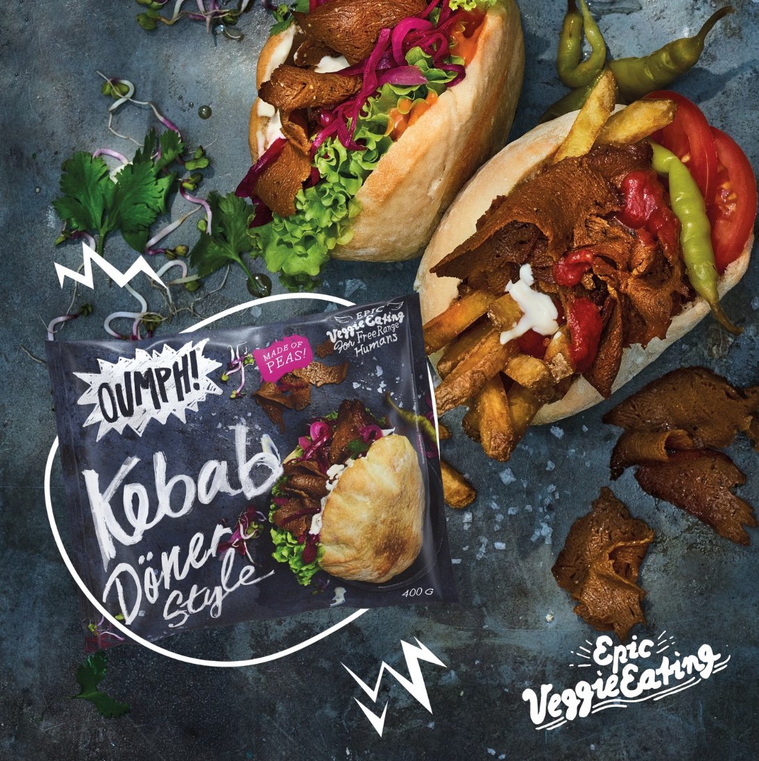 eat_oumph's tweet photo. Happy #NationalVegetarianWeek !! 

We suggest you celebrate with some Oumph! Burger and Oumph! Kebab Döner Style – it's on offer at @asda this week! 🎉

#Oumph #vegan #plantbased @vegsoc @vegsoc_cookery @vegsocapproved https://t.co/FQ4lCN7eRN