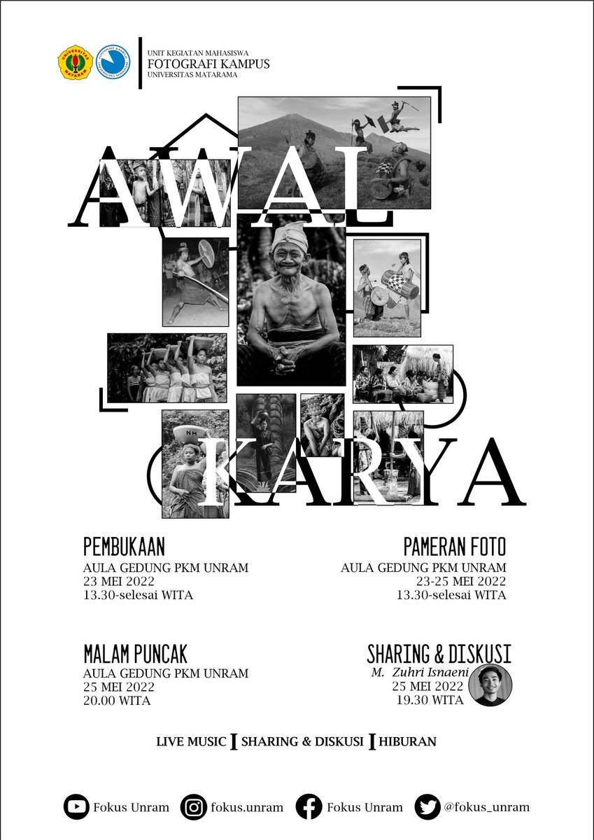 fokus_unram's tweet photo. [PAMERAN PASCA PENDIDIKAN] 
SALAM FOTOGRAFI!!
FOKUS!!
UKM FOKUS UNRAM Mempersembahkan
PAMERAN FOTO PASCA PENDIDIKAN "Awal Karya"
🗓️ Senin-Rabu, 23-25 Mei 2022
📍 Aula Gedung PKM UNRAM
⏰ 13.30 - Selesai
Ayoo ajak keluarga, teman, dan sahabat - sahabat kamu untuk datang!
GRATISS!! https://t.co/Nkdvw6DLNL