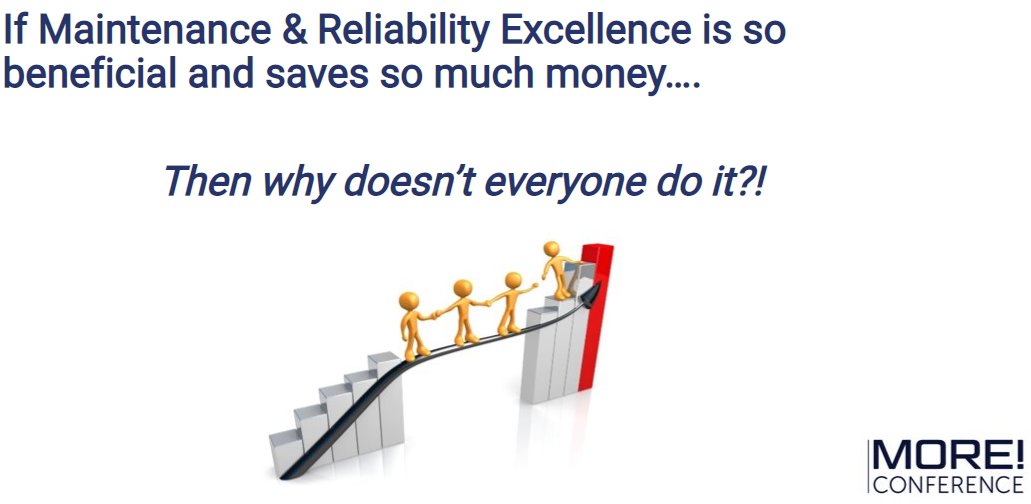 winreliability's tweet photo. Day 1 of MORE! 2022 - It's a learning bonanza! If you're not on the road to achieving Maintenance, Operations & Reliability Excellence! (MORE!), then your organization is losing time & money. #MORE2022 #CMMSDataGroup https://t.co/ulTHvMovEc