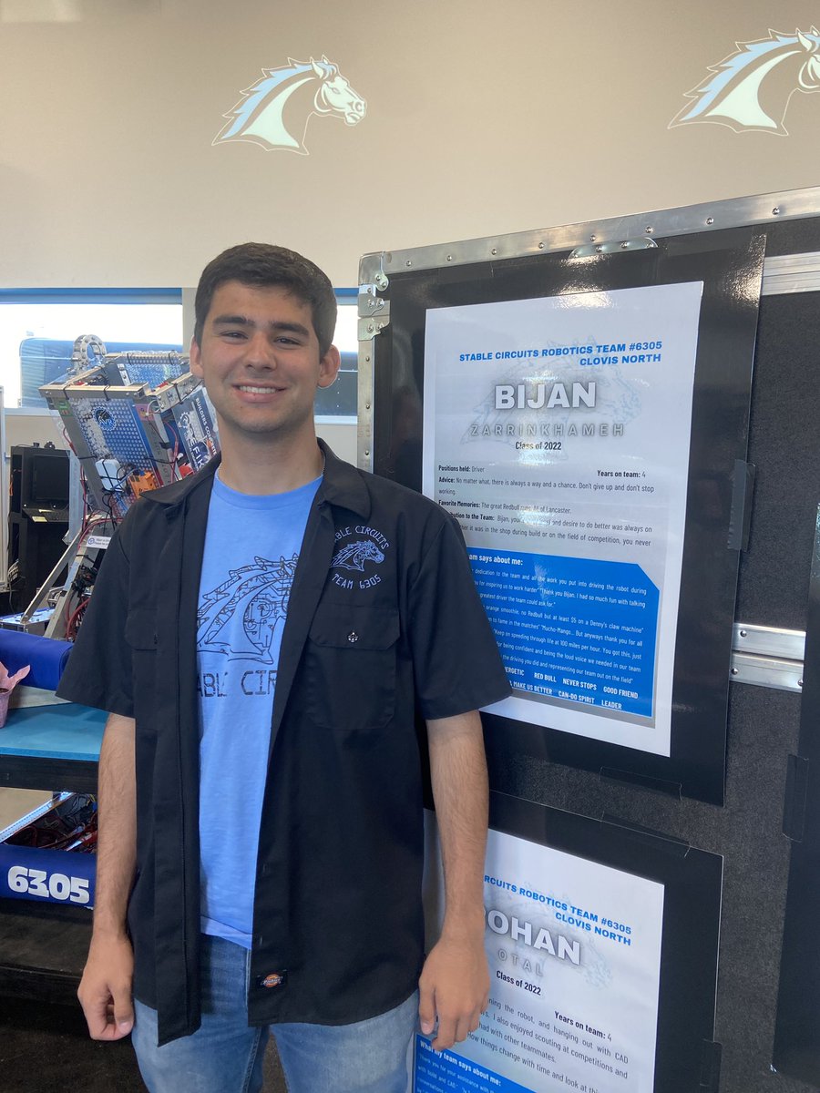 team6305's tweet photo. SENIOR SPOTLIGHT: Bijan Zarrinkhameh
Bijan was our resident driver this year. He drove us to quarterfinals at the Aerospace Valley Regional.
Some Students have said:
“Thank you Bijan, you were the greatest driver the team could ask for.”
“He truly was the Mucho-est Mango”
Thanks! https://t.co/xu67PT4v7K