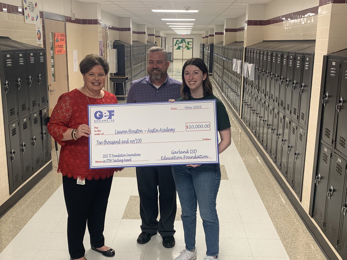kamwebb's tweet photo. Stop #2 on our trek to award TI  Innovation in Teaching. @AA_Eagles congrats, Lauren Houston. #GISDeffect https://t.co/BO2ErQkuSw