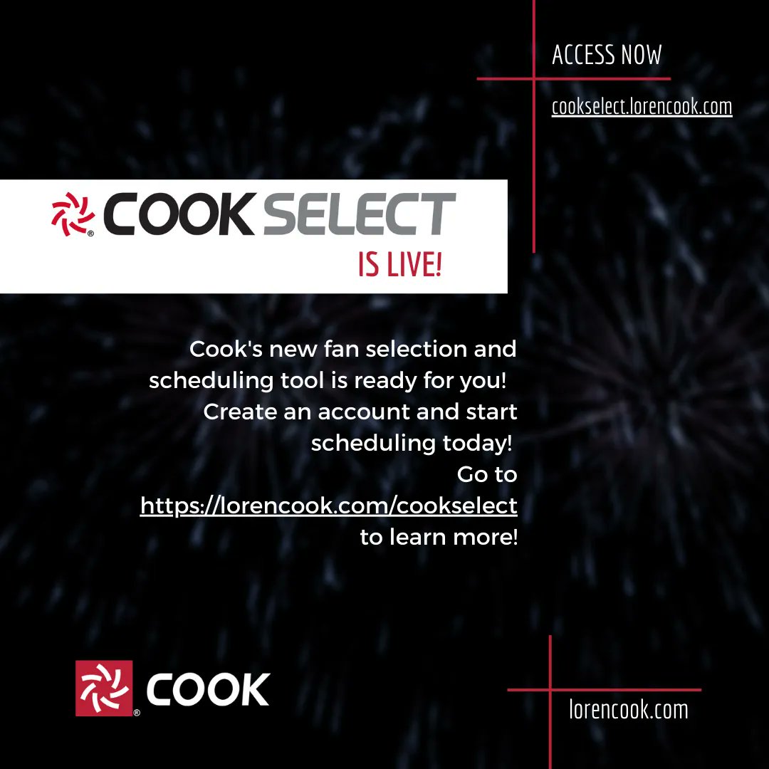 CookSelect, our new fan selection and scheduling tool is live and ready to use!  Experience it now!  No downloads, always up-to-date!  buff.ly/3yH27k8
#lorencookco #cookselect #fans #hvac #ventilation #software #engineer