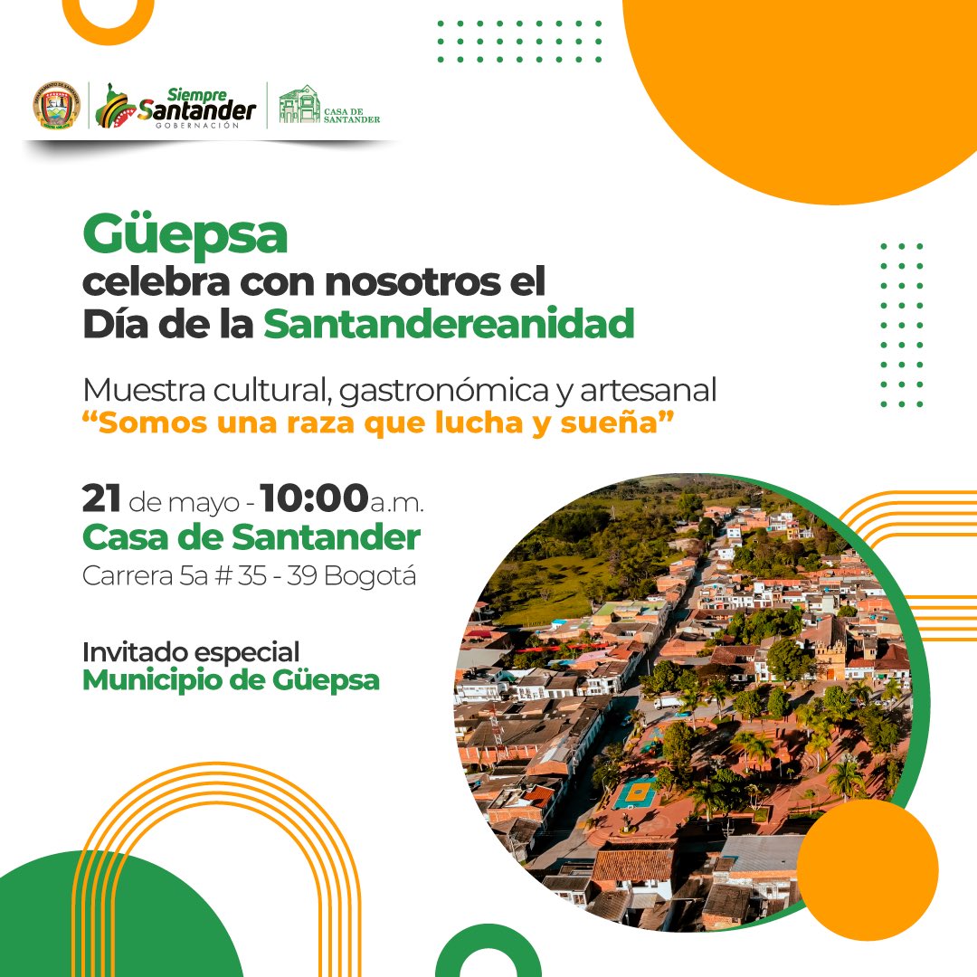 casadesantander's tweet photo. ¡Vamos a vivir y a sentir el Día de la Santandereanidad con el orgullo que nos caracteriza de haber nacido en esta tierra!
Desde nuestra casa en la capital, estaremos recibiendo a todos los santandereanos que quieran sentir el calor de hogar desde la distancia. 
#SiempreSantander https://t.co/j9niRWQFXq