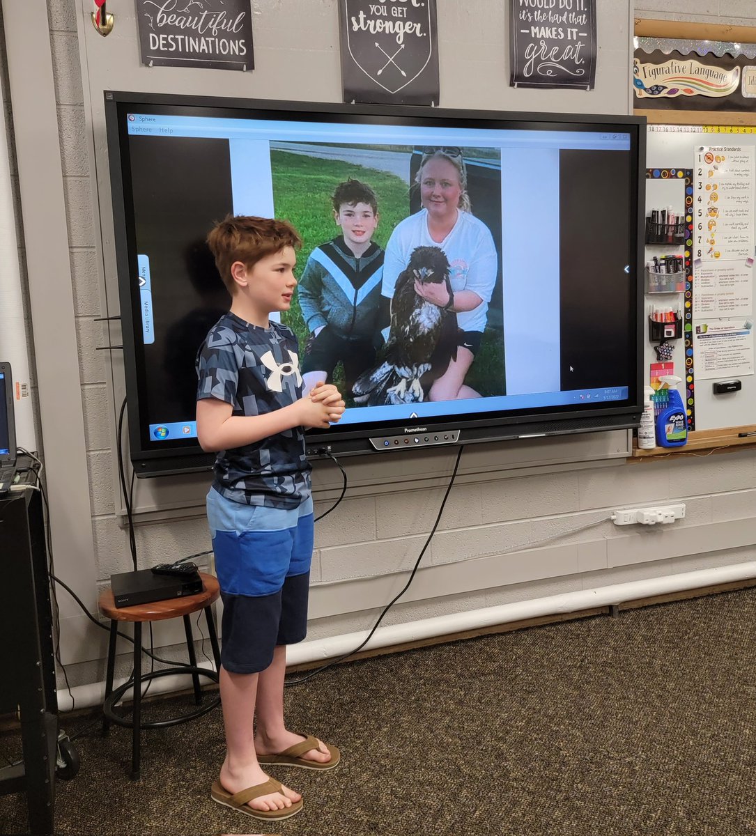 msdirksact's tweet photo. Keaton shared an awesome story with us this morning. His family got to help rescue/catch an injured 1 year old eagle in their backyard! Isn't it huge? What a neat thing to be a part of. Thanks for sharing, Keaton! #itsagreatplacetostart #lifeissweetin5thgrade https://t.co/urvhYSdi8X