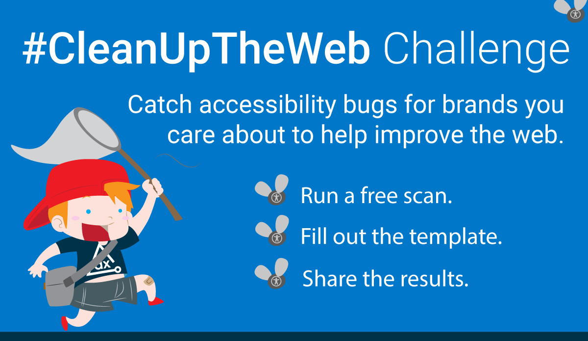 dequesystems's tweet photo. Let’s catch some accessibility bugs and reduce the number of barriers across the web together. 

Join the #CleanUpTheWeb Challenge in celebration of #GAAD - https://t.co/PxzcspNHVM https://t.co/8SEoltCqkR