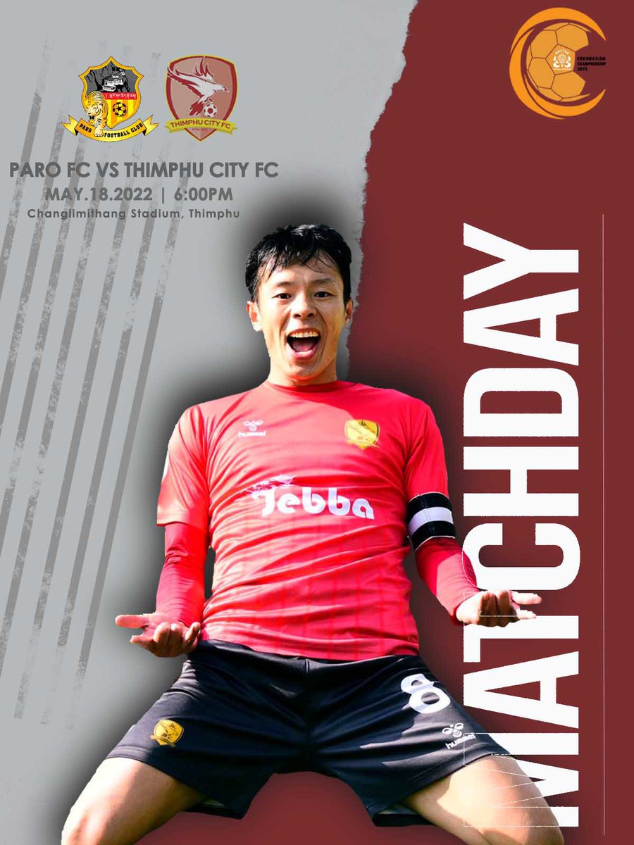 We take on Paro FC in the opening match of Coronation Cup, 2022 at 6pm tomorrow at Changlimithang stadium. 

🗓 May 18 | 🕕 6PM | 🏟 Changlimithang
