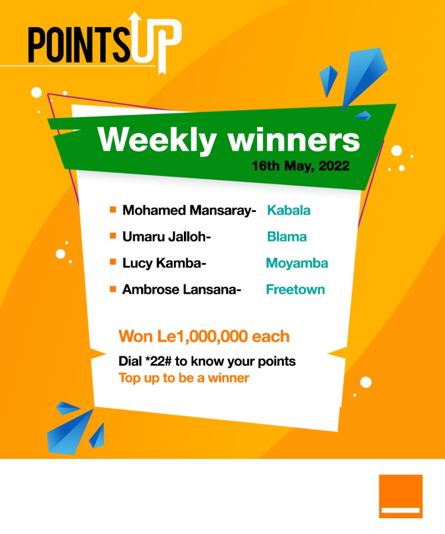 Orange_sierra's tweet photo. More excited winners.... Just Top-up le 2,000 and above, and join the daily and weekly winners, and get into the draw to win a brand new car. #orangesl #PointsUp https://t.co/gmh2eg1rZv