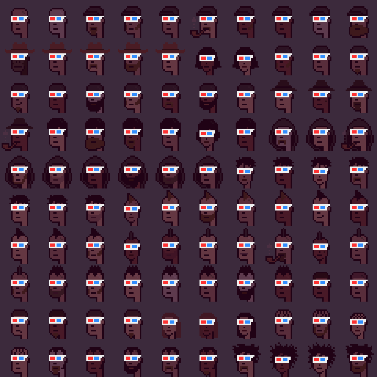 _capsule21's tweet image. 3D Glasses (or, as we programmers call them, "three_d_glasses") make a bold statement in the @cyberphunks collection.

Here are Phunks with 3D Glasses as their only glowing attribute for maximum "pop"!