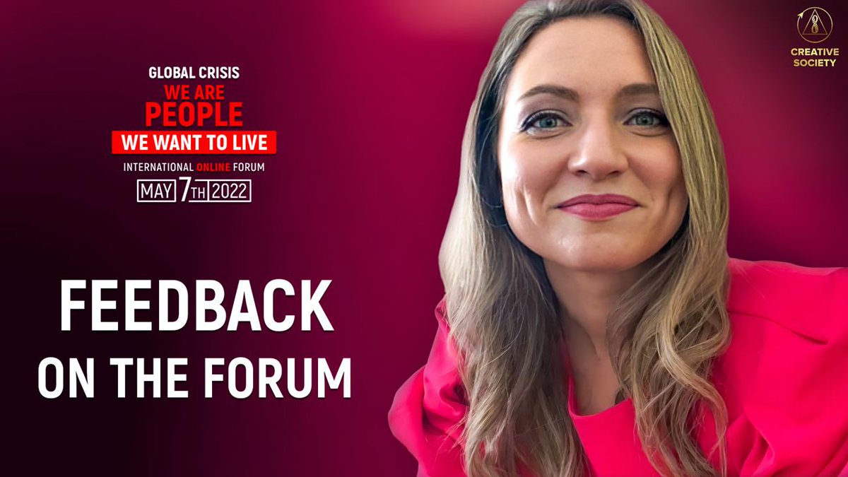💬"Everyone wants to live as a #human being, in #peace. All we have to do is build #CreativeSociety together." 
Olga Schmidt, the speaker of the International Forum <a href="/_GlobalCrisis_/">Global Crisis</a> #WeWant2Live:
🔴 youtu.be/cWreMcFNYFU

#quote #HumanityComesFirst #currentaffairs #feedback