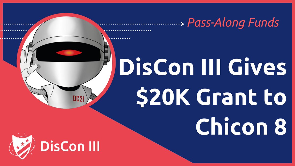 DisCon III - The 79th Worldcon (@worldcon2021) on Twitter photo We just gave $20K to <a href="/chicagoworldcon/">Chicago Worldcon</a> as part of our Pass-Along Funds! Learn more here: tinyurl.com/yzatpfwc We just gave $20K to <a href="/chicagoworldcon/">Chicago Worldcon</a> as part of our Pass-Along Funds! Learn more here: tinyurl.com/yzatpfwc